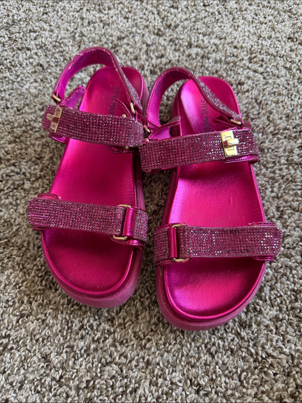 Girls' Steve Madden Glitter Strap Sandals